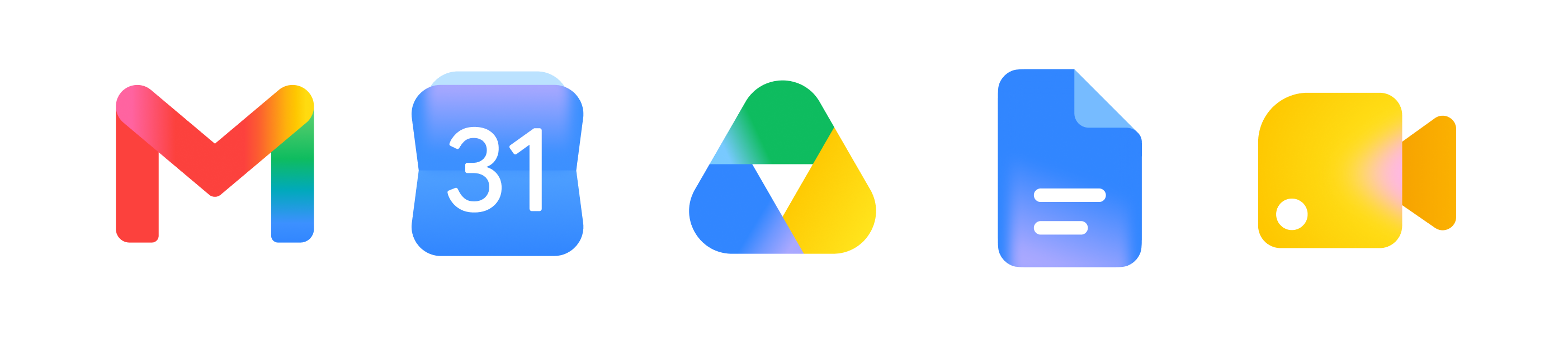 Gmail, Calendar, Drive, Docs, Meet